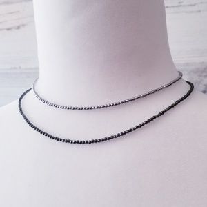 Hematite Double Row Layering Necklace